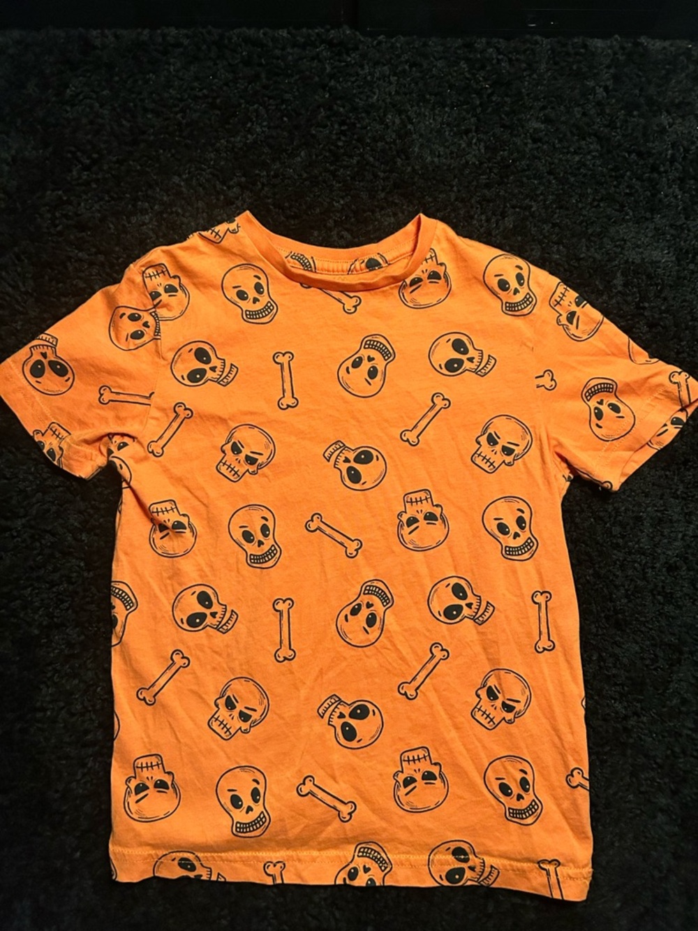Kids Orange Skull & Bones Short Sleeve Tee